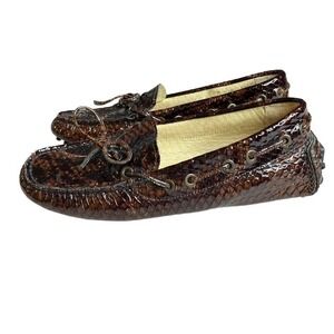 Boemos Women's Size 37 US 7 Driving Loafers Patent Leather Snakeskin Italy